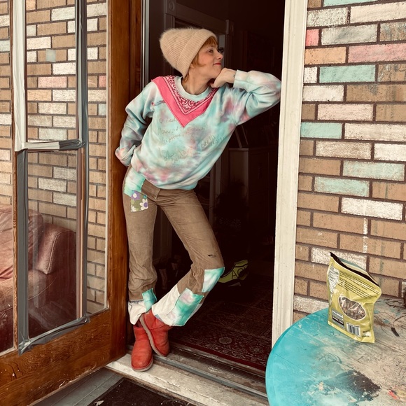 GUC Babaton ultra high waisted patchwork chord homemade bell bottoms - Picture 13 of 16